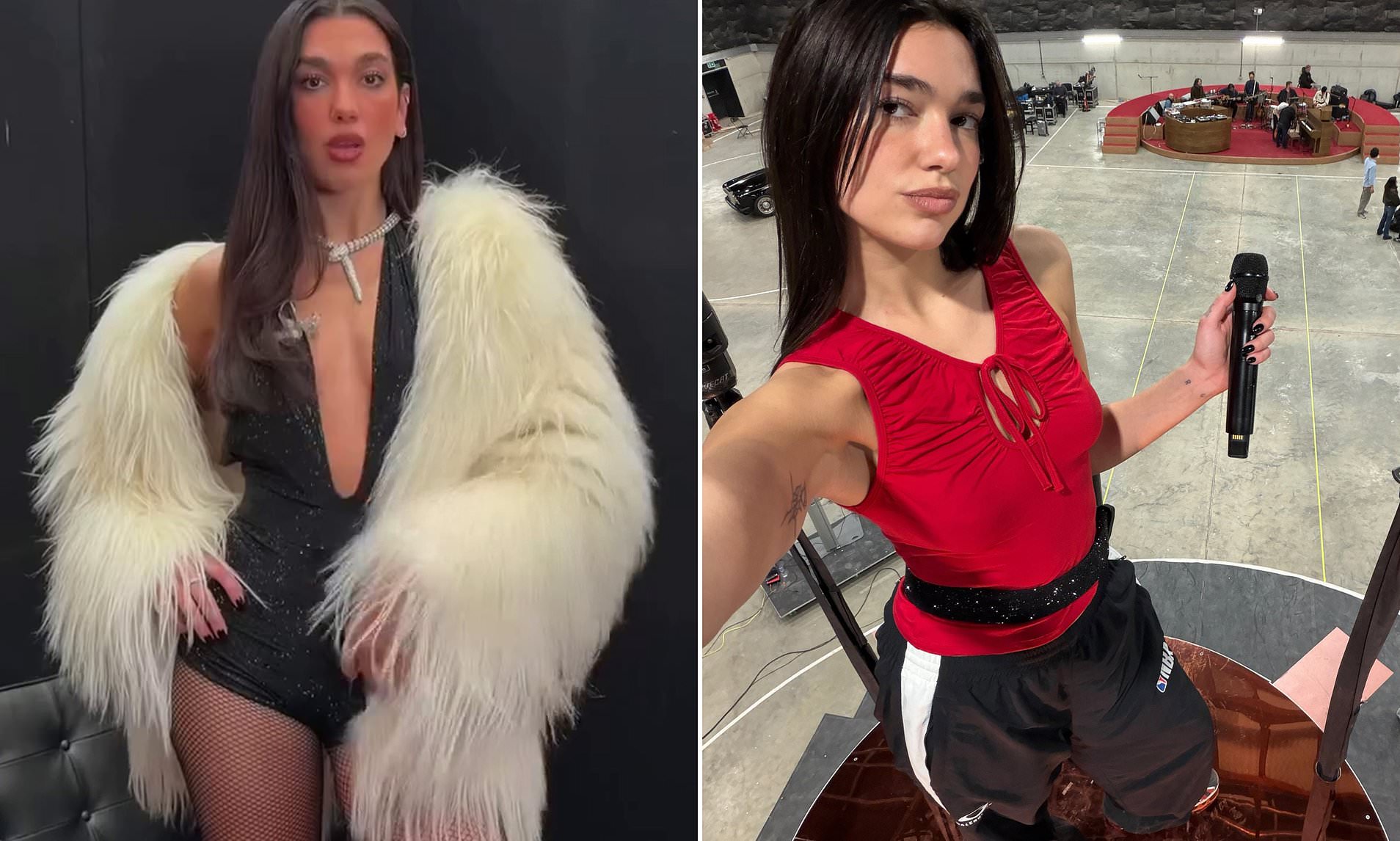 Dua Lipa takes fans behind the scenes at the BRITs as she shares snaps of her top secret rehearsals